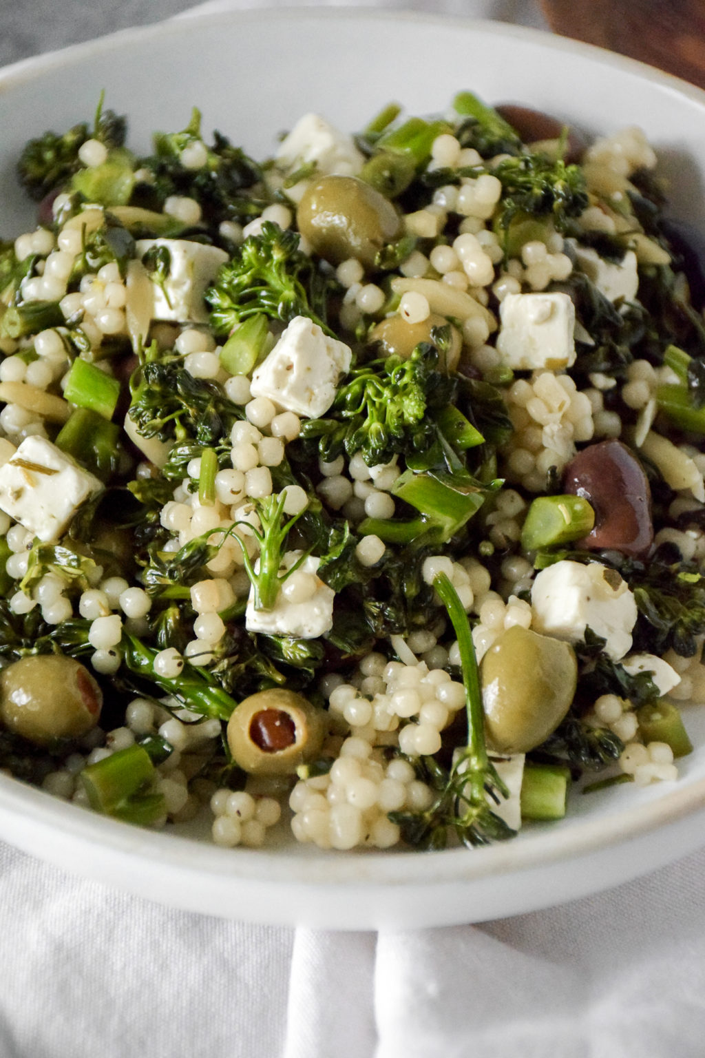 Couscous Broccolini Salad with Olives and Feta Natalie Paramore