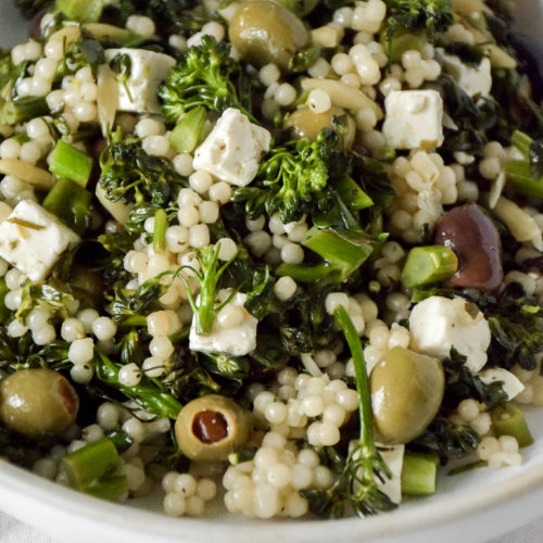 Broccolini Couscous Salad with Olives and Feta