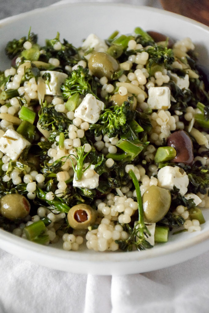 Broccolini Couscous Salad with Olives and Feta