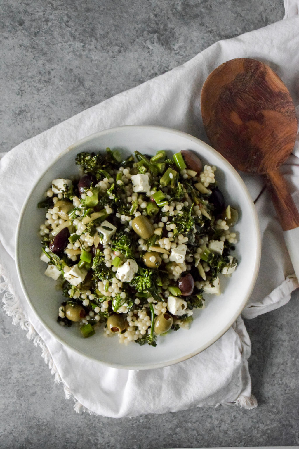 Couscous Broccolini Salad with Olives and Feta Natalie Paramore