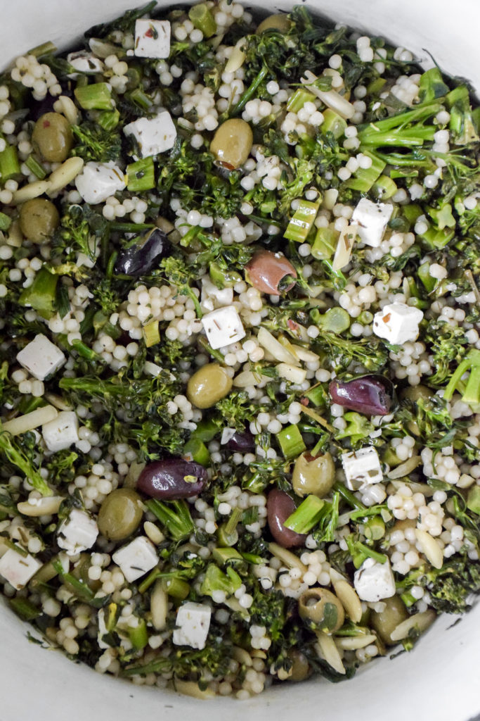 Broccolini Couscous Salad with Olives and Feta