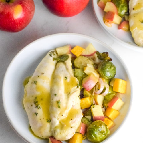 This Chicken with Apples and Veggies in a Maple Dijon Sauce is an easy, quick, healthy meal that is delicious and filling!