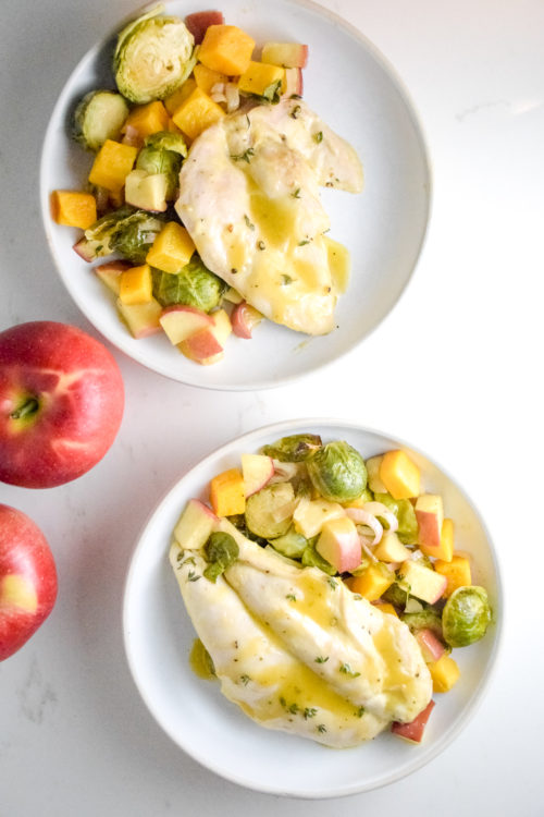 Chicken with Apple and Veggies in a Maple Dijon Sauce 