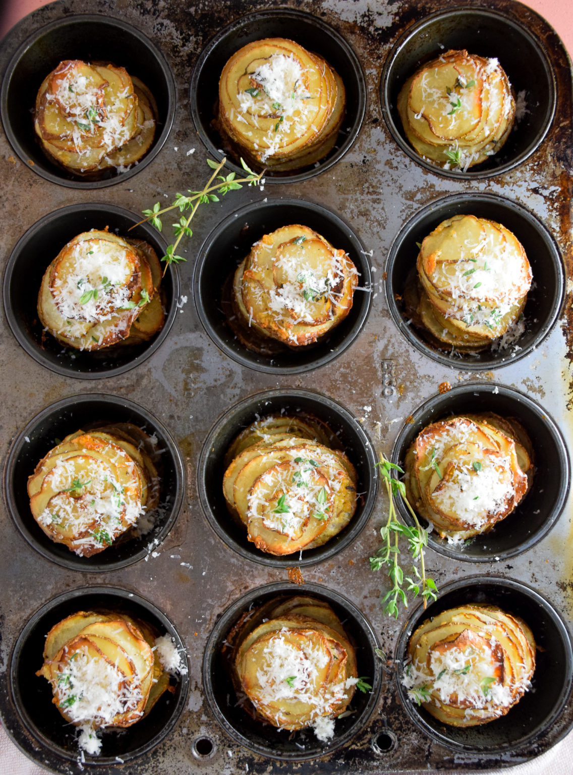 Crispy Parmesan Herb Potato Stacks - Natalie Paramore