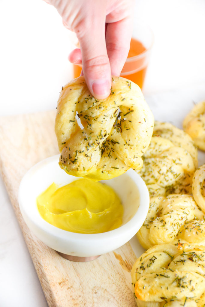 Soft Buttered Rosemary Pretzels