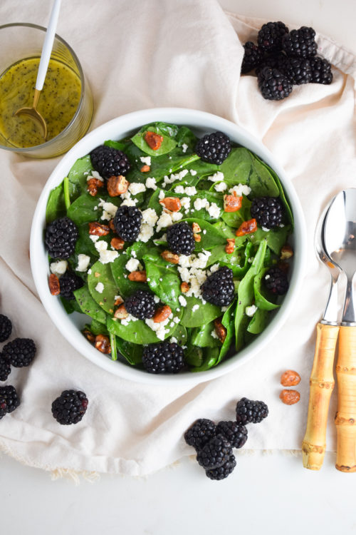Spinach, Goat Cheese and Blackberry Salad with Dijon Poppyseed