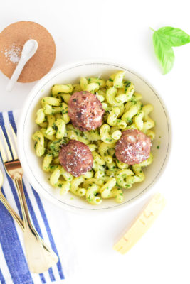 Venison Meatball and Easy Pesto Pasta Recipe_Natalie Paramore